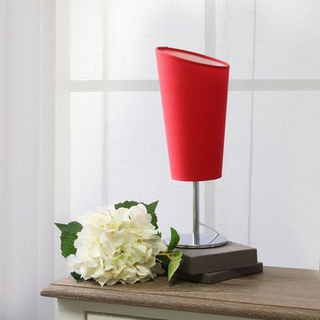 STAR BRITE Simple Designs Mini Chrome Table Lamp with Angled Fabric Shade, Red ST2519968